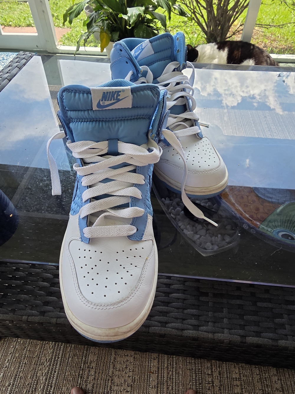 Nike High-Top Sneakers in White and Light Blue